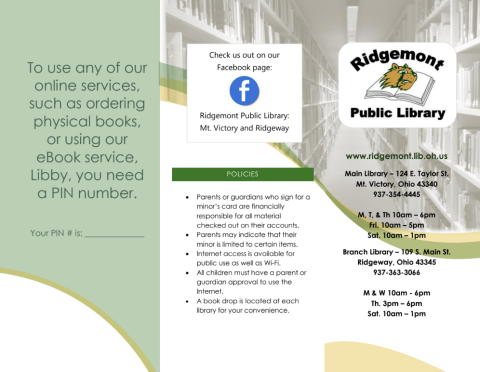 one side of library brochure