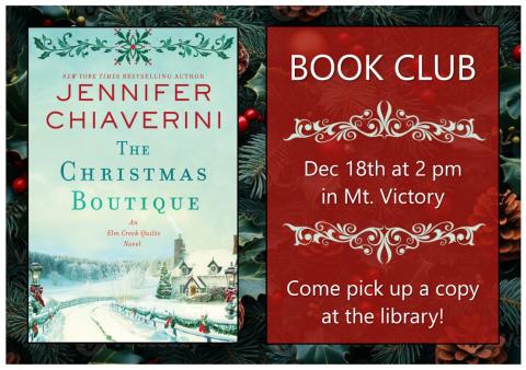 Mt. Victory book club flyer