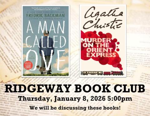 book club flyer for ridgeway
