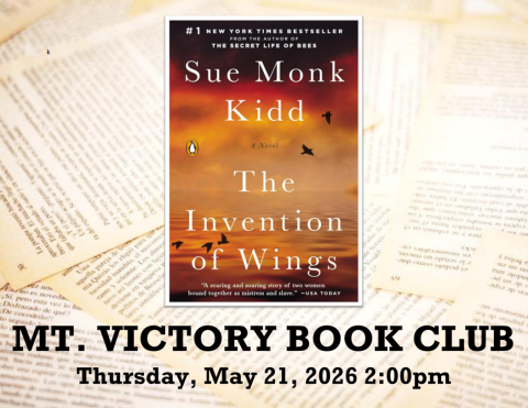 mt. victory book club flyer